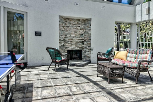 2 Vista Del Mar, Dana Point, CA 92629 - view of patio featuring an outdoor living space with a fireplace