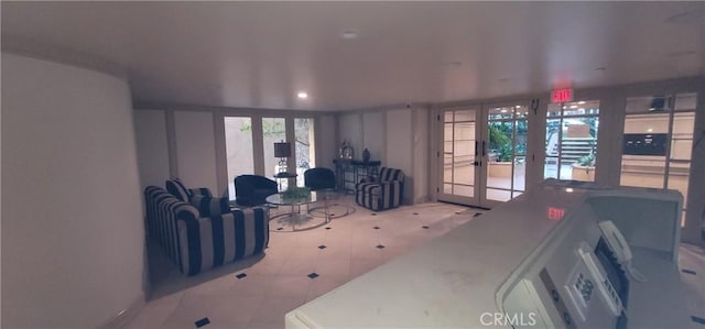 448 N Oakhurst Dr Unit 1, Beverly Hills, CA 90210 - misc room featuring french doors and tile patterned floors