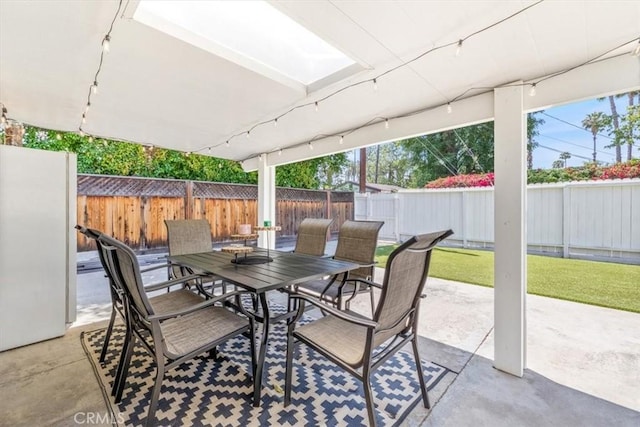 19842 Gilmore St, Woodland Hills, CA 91367 - fenced backyard with outdoor dining area and a patio area