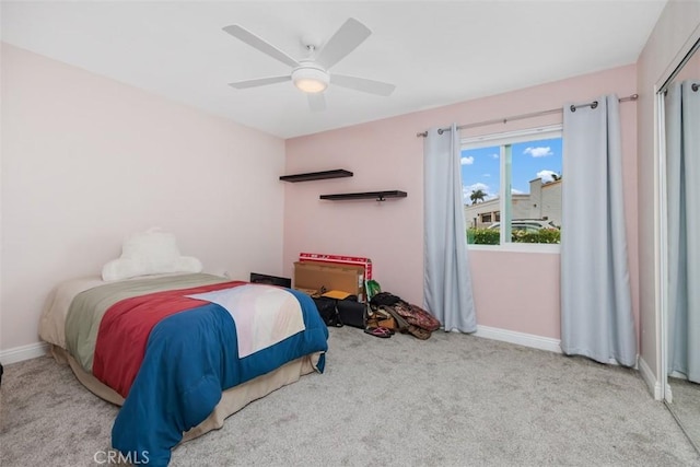 3404 Los Mochis Way, Oceanside, CA 92056 - bedroom featuring carpet floors, baseboards, and a ceiling fan