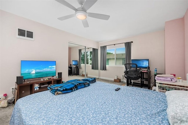 3404 Los Mochis Way, Oceanside, CA 92056 - carpeted bedroom featuring a closet, a ceiling fan, and baseboards
