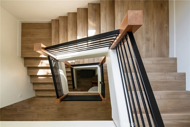 357 Mittry Ln, Lake Arrowhead, CA 92352 - staircase featuring wood finished floors