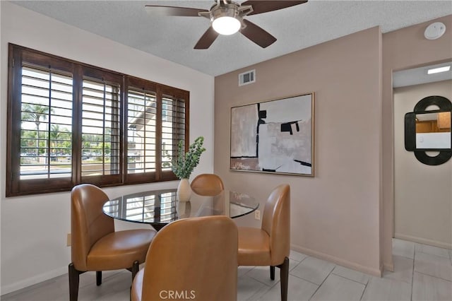 949 W Imperial Blvd Unit 14C, La Habra, CA 90631 - dining room featuring a ceiling fan and a textured ceiling