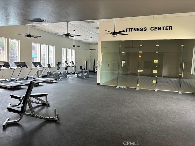 41410 Juniper St Unit 2012, Murrieta, CA 92562 - gym with ceiling fan