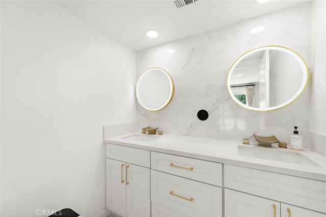 597 Rancheria Rd, Diamond Bar, CA 91765 - full bath featuring double vanity and decorative backsplash