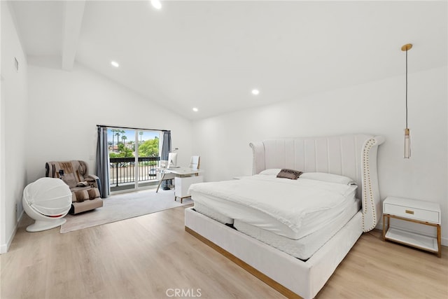 597 Rancheria Rd, Diamond Bar, CA 91765 - bedroom with access to exterior, light wood-style floors, recessed lighting, baseboards, and an office area