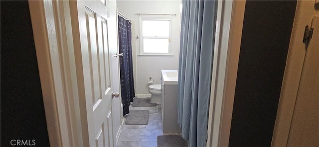 16701 Chatsworth St, Granada Hills, CA 91344 - bathroom with toilet, vanity, and a shower with curtain