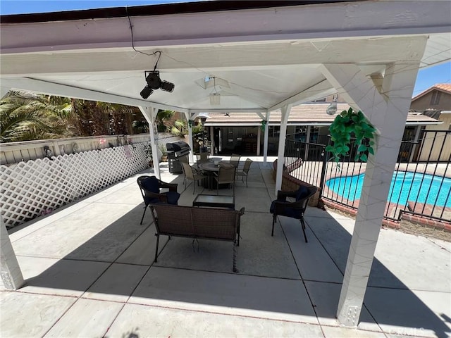 12413 Redrock Rd, Victorville, CA 92392 - view of patio with a gazebo, outdoor dining space, area for grilling, and outdoor lounge area