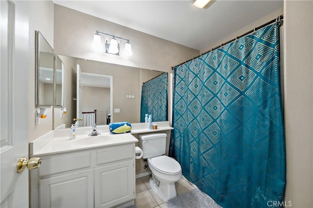 37814 Veranda Way, Murrieta, CA 92563 - bathroom with toilet, tile patterned flooring, vanity, and a shower with shower curtain