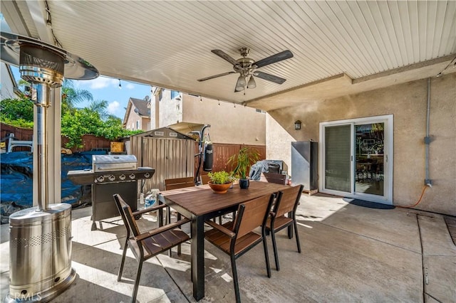 37814 Veranda Way, Murrieta, CA 92563 - fenced backyard featuring outdoor dining space, a patio area, grilling area, and ceiling fan