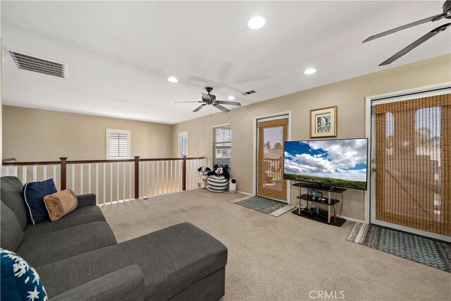 37814 Veranda Way, Murrieta, CA 92563 - carpeted living area featuring ceiling fan, recessed lighting, and baseboards