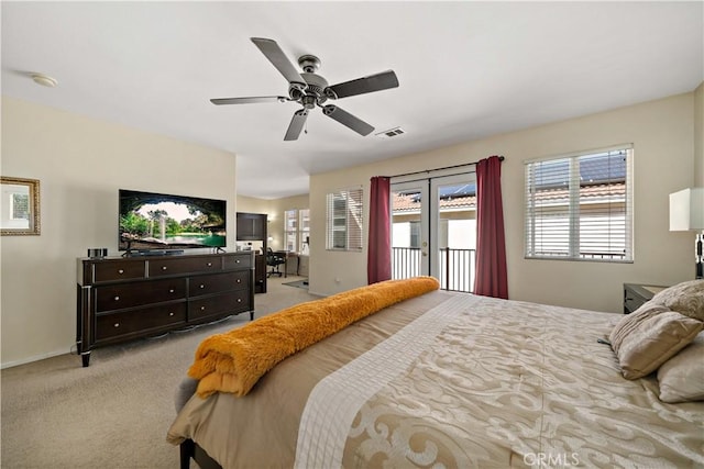 37814 Veranda Way, Murrieta, CA 92563 - bedroom with access to outside, carpet, a ceiling fan, and baseboards