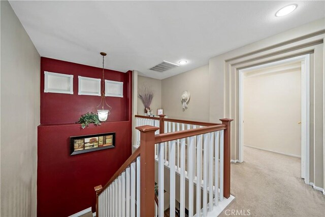 37814 Veranda Way, Murrieta, CA 92563 - hallway with an upstairs landing, carpet, baseboards, and recessed lighting