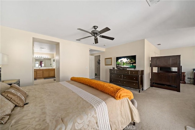 37814 Veranda Way, Murrieta, CA 92563 - carpeted bedroom with ceiling fan and connected bathroom
