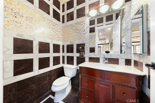 1539 Rodeo Rd, Arcadia, CA 91006 - half bath with vanity, toilet, and tile walls