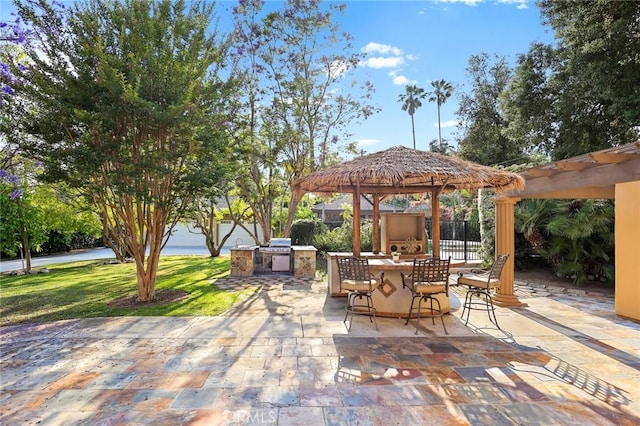 1539 Rodeo Rd, Arcadia, CA 91006 - view of patio / terrace with a gazebo and an outdoor kitchen