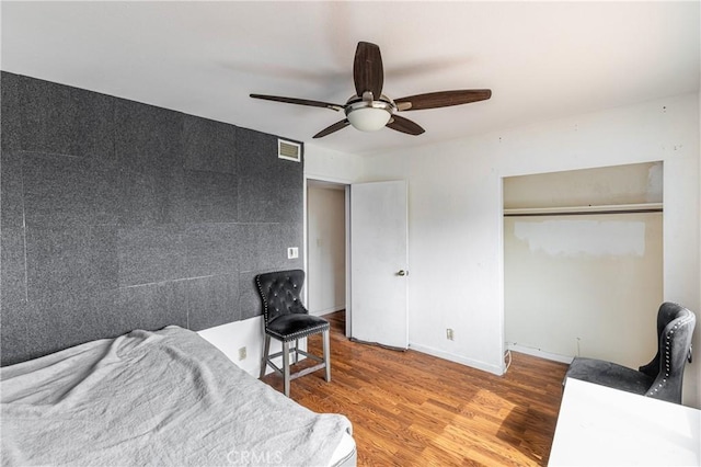 1849 Ayers Way, Burbank, CA 91501 - bedroom featuring wood finished floors, a closet, a ceiling fan, and baseboards