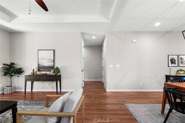 3274 Tinker Creek Way, Chico, CA 95973 - office space with a ceiling fan, wood finished floors, baseboards, and recessed lighting
