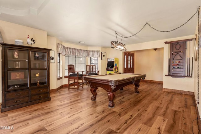 51793 Quail Ridge Rd, Oakhurst, CA 93644 - recreation room with billiards, baseboards, and light wood-style flooring
