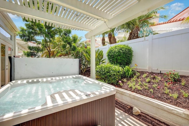 3372 Corsica Way, Oceanside, CA 92056 - view of patio with a hot tub and a pergola