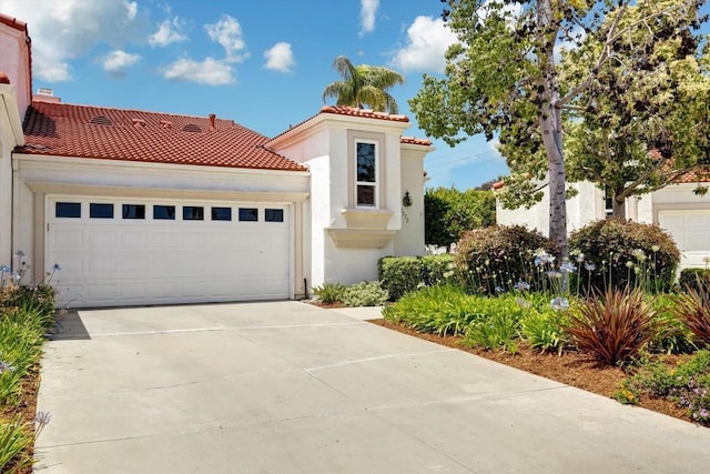 3372 Corsica Way, Oceanside, CA 92056 - mediterranean / spanish house with stucco siding, a tiled roof, driveway, and a garage