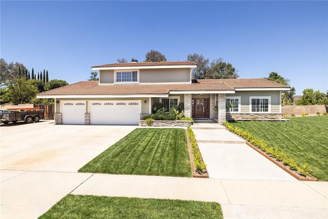 469 Grinnel Ct, Simi Valley, CA 93065 - view of front of home featuring stone siding, driveway, and an attached garage