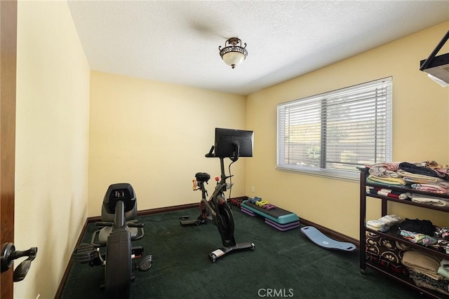 469 Grinnel Ct, Simi Valley, CA 93065 - exercise room featuring baseboards, a textured ceiling, and carpet flooring