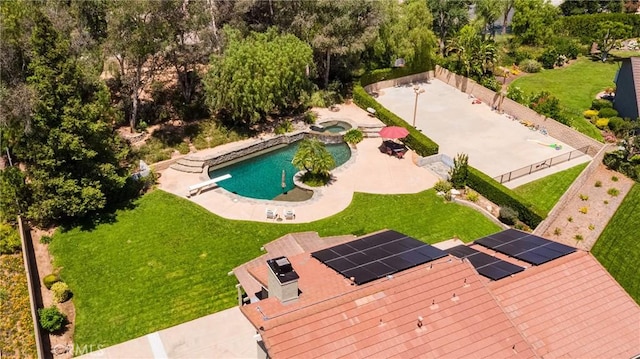 469 Grinnel Ct, Simi Valley, CA 93065 - aerial view of a pool area and a tree filled landscape