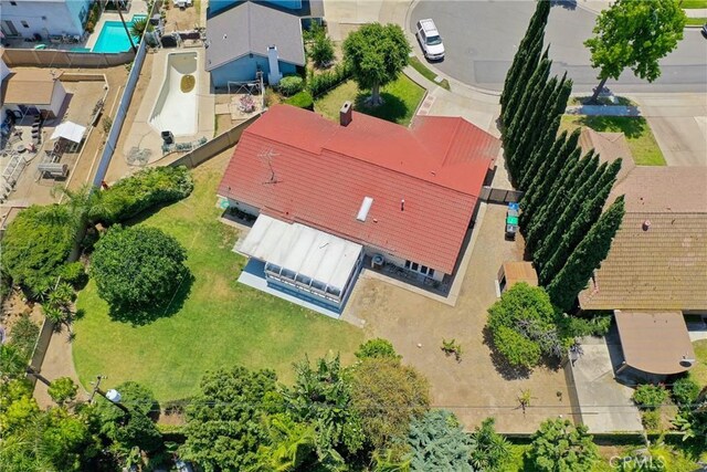 1525 E Baldwin Ave, Orange, CA 92865 - view from above of property featuring a pool