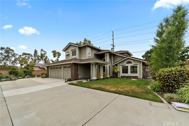 823 Sonora Ct, San Dimas, CA 91773 - view of front facade with concrete driveway, an attached garage, and brick siding
