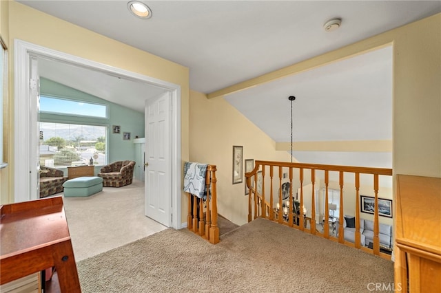823 Sonora Ct, San Dimas, CA 91773 - corridor with carpet flooring, recessed lighting, and an upstairs landing
