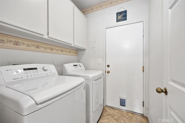 25977 Monaco Way, Murrieta, CA 92563 - washroom with washer and dryer, cabinet space, and light tile patterned floors