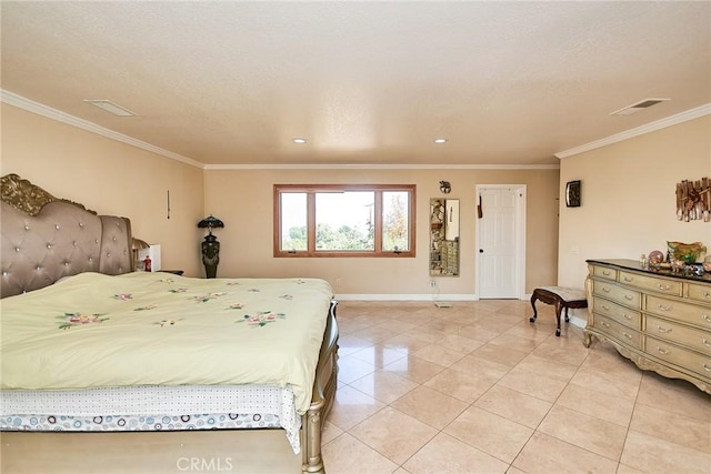 2036 S Buenos Aires Dr, Covina, CA 91724 - bedroom featuring baseboards, light tile patterned floors, crown molding, and recessed lighting