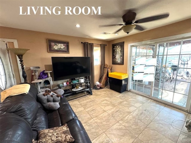 5246 N Clydebank Ave, Azusa, CA 91702 - living area featuring plenty of natural light and ceiling fan