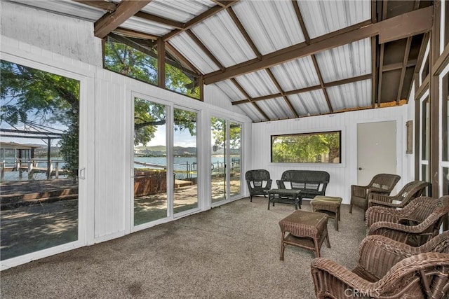 11970 N Dr, Clearlake, CA 95422 - sunroom / solarium with a water view, lofted ceiling, and an outdoor hangout area