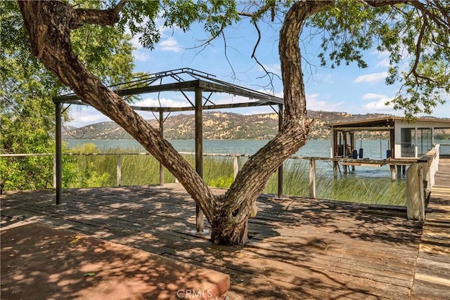 11970 N Dr, Clearlake, CA 95422 - dock featuring a mountain view and boat lift