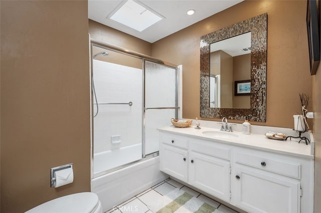 28 Malaga Dr, Rancho Mirage, CA 92270 - bathroom featuring vanity, toilet, tile patterned flooring, and enclosed tub / shower combo