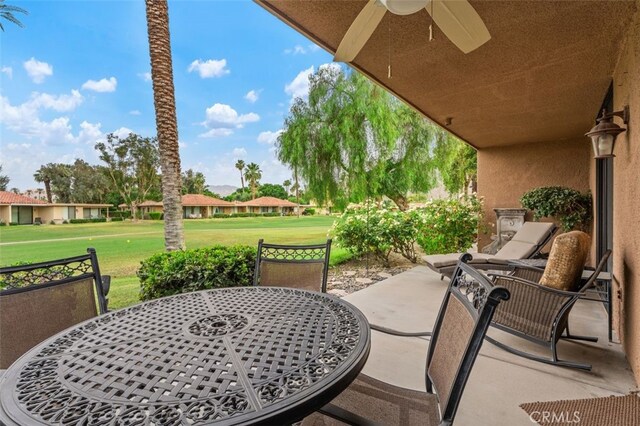 28 Malaga Dr, Rancho Mirage, CA 92270 - view of patio / terrace with outdoor dining space and a ceiling fan