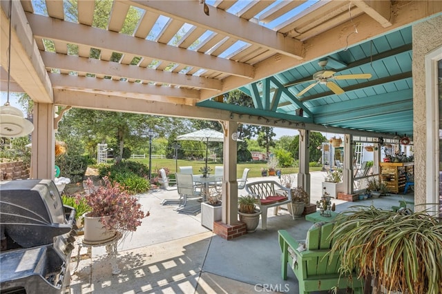 17477 Owl Tree Rd, Riverside, CA 92504 - view of patio / terrace featuring a ceiling fan, outdoor dining space, a pergola, and a gazebo