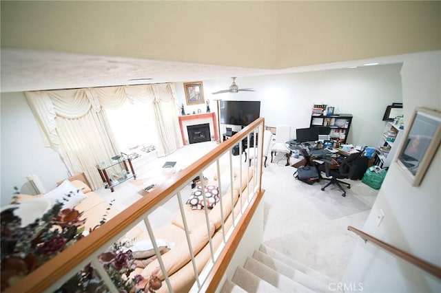 532 Venice Way Unit 8, Inglewood, CA 90302 - home office featuring carpet, a fireplace, and a ceiling fan