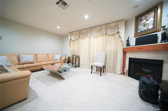 532 Venice Way Unit 8, Inglewood, CA 90302 - carpeted living area with recessed lighting and a tiled fireplace