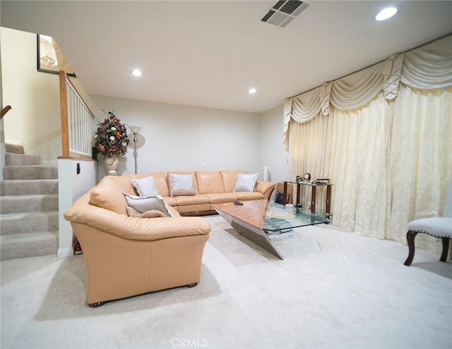 532 Venice Way Unit 8, Inglewood, CA 90302 - living room featuring carpet floors, stairway, and recessed lighting