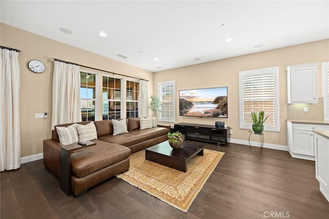 1252 N Lindley St, Azusa, CA 91702 - living area with dark wood-style flooring, baseboards, and recessed lighting