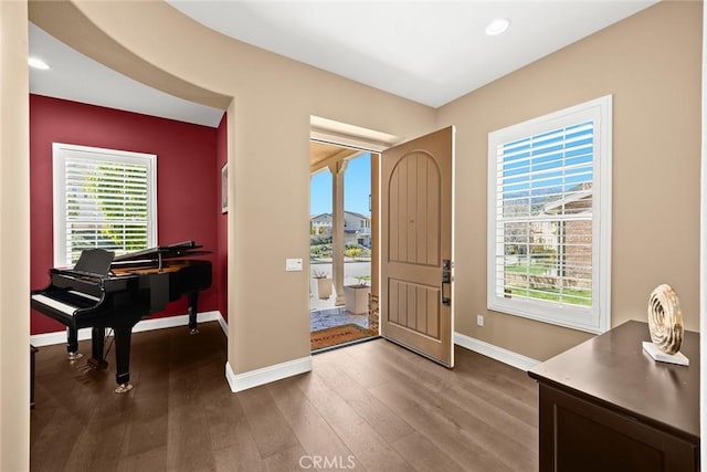 1252 N Lindley St, Azusa, CA 91702 - entrance foyer featuring baseboards, dark wood-type flooring, and recessed lighting