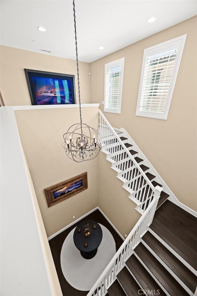 1252 N Lindley St, Azusa, CA 91702 - stairway featuring a chandelier and recessed lighting
