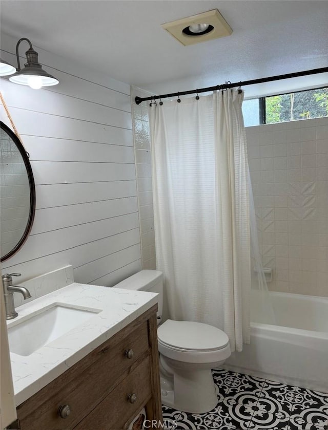 201 Todd Ct, Oceanside, CA 92054 - bathroom featuring tile patterned flooring, vanity, and shower / bathtub combination with curtain