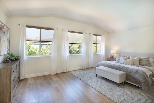 1019 N Sonora Cir, Orange, CA 92869 - bedroom featuring vaulted ceiling, light wood-style floors, and crown molding
