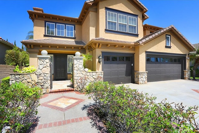 1019 N Sonora Cir, Orange, CA 92869 - view of front of house with stucco siding, stone siding, concrete driveway, and a chimney