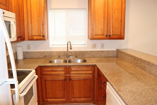 11215 Avenida De Los Lobos Unit F, Rancho Bernardo San Diego, CA 92127 - kitchen with a sink, white appliances, and brown cabinetry