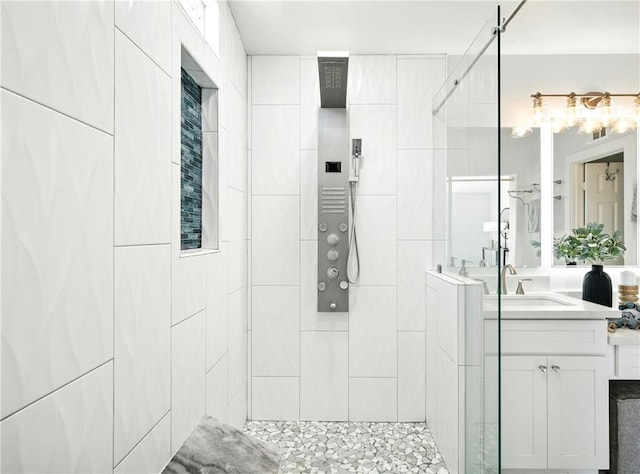 27170 Arrow Point Trl, Corona, CA 92883 - full bathroom featuring tiled shower and vanity